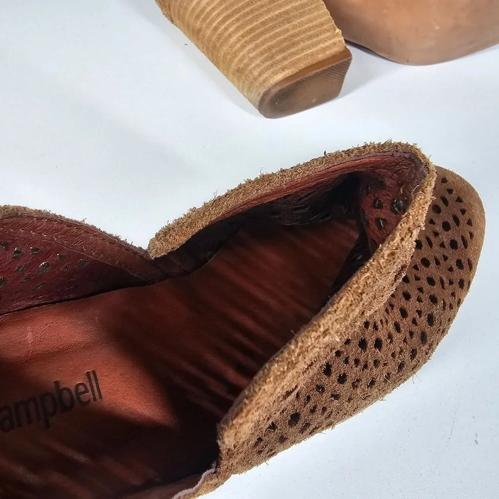 Jeffrey Campbell Rosalee Suede Perforated Ankle Booties Laser Cut Brown Size 8.5
